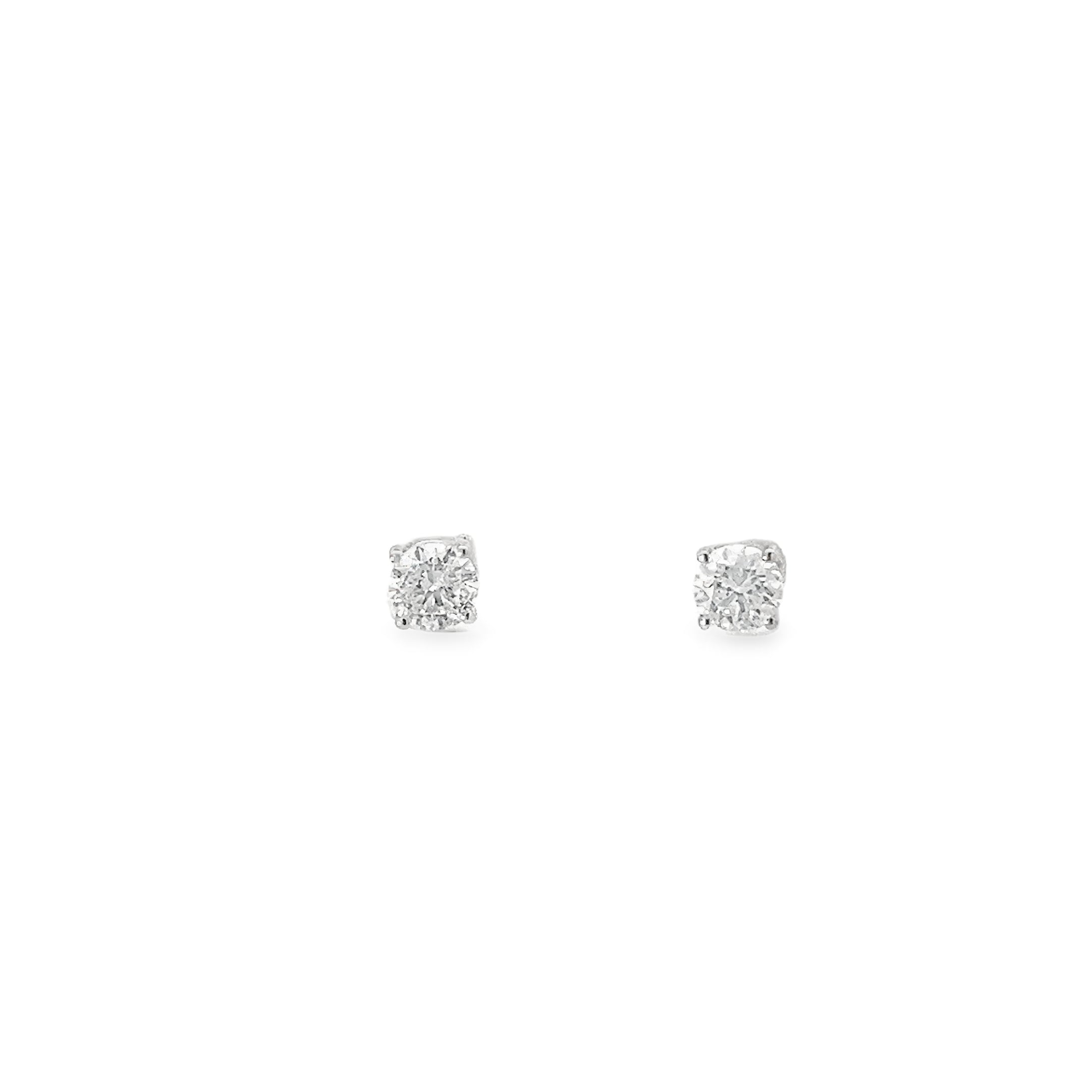 0.82ct Natural Round Brilliant Cut Diamond Stud Earrings Set in 18ct White Gold