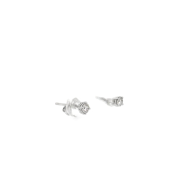 0.27ct Natural Round Brilliant Diamond Stud Earrings Set In 18ct White Gold