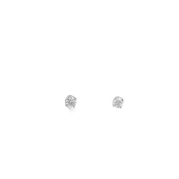 0.40ct Natural Round Brilliant Diamond Stud Earrings Set In 18ct White Gold