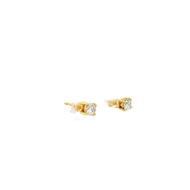 0.50ct Natural Round Brilliant Diamond Stud Earrings Set In 18ct Yellow Gold