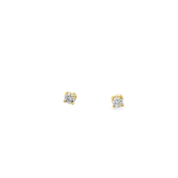 0.50ct Natural Round Brilliant Diamond Stud Earrings Set In 18ct Yellow Gold