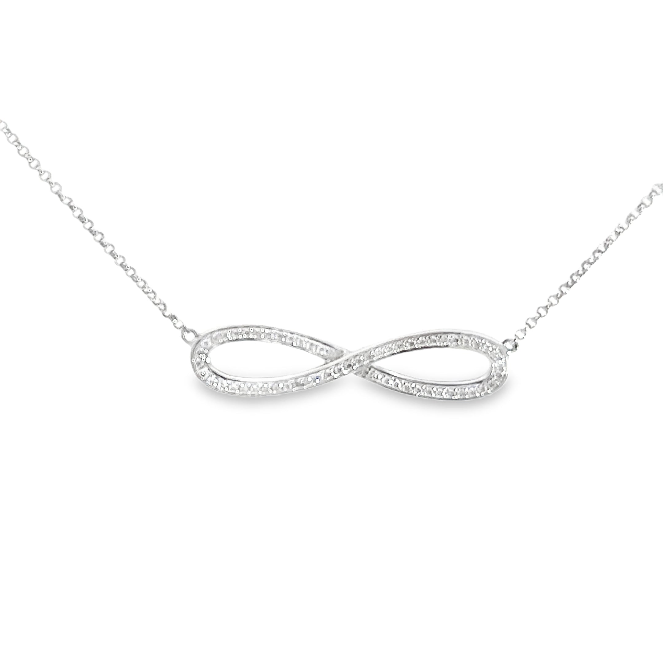 0.42ct Natural Round Brilliant Cut Diamond Cluster Infinity Necklace Set In 18ct White Gold