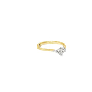 0.38ct Natural Round Brilliant Cut Diamond Engagement Ring Set In 9ct Yellow Gold