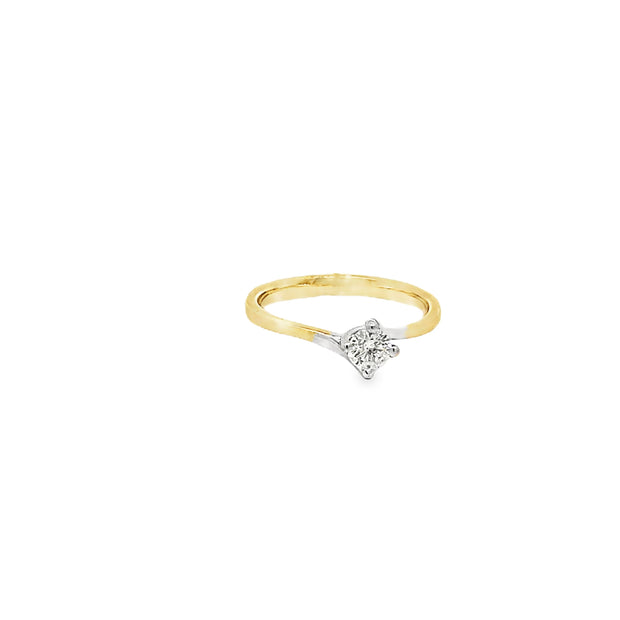 0.38ct Natural Round Brilliant Cut Diamond Engagement Ring Set In 9ct Yellow Gold