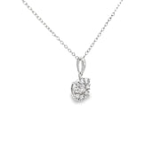 0.96ct Natural Round Brilliant Cut Diamond Cluster Necklace Set In 18ct White Gold