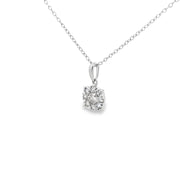 0.96ct Natural Round Brilliant Cut Diamond Cluster Necklace Set In 18ct White Gold