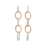 0.76ct Natural Round Brilliant Cut Diamond Drop Earrings Set In 18ct White And Rose Gold