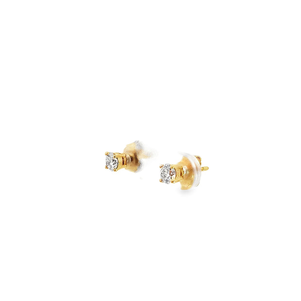 0.72ct Natural Round Brilliant Diamond Stud Earrings Set In 18ct Yellow Gold