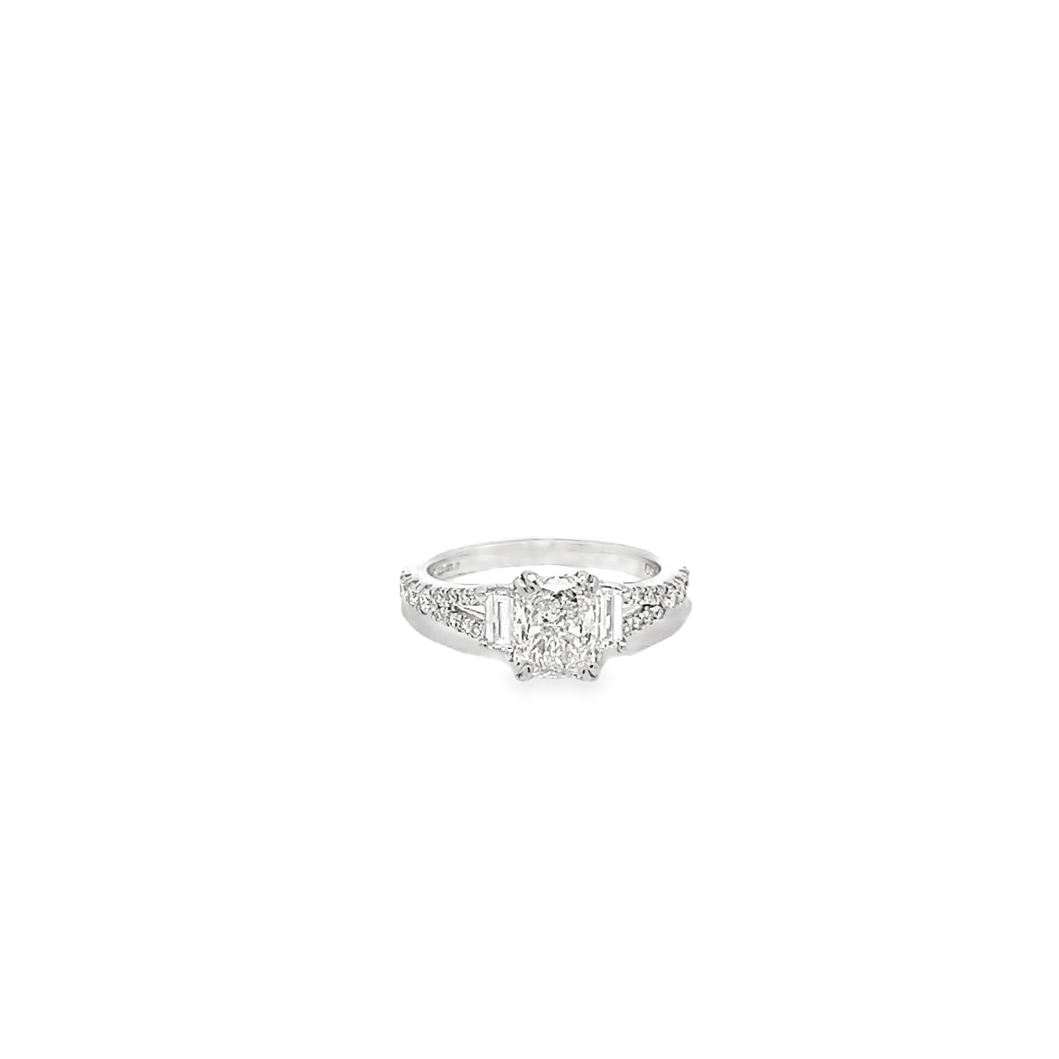 1.02ct Lab Grown Radiant Cut Diamond Engagement Ring Set In Platinum