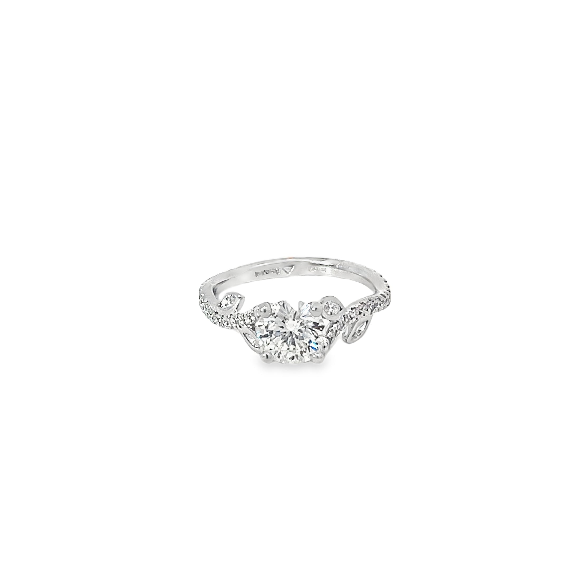 1.00ct Natural Round Brilliant Cut Diamond Engagement Ring Set In Platinum