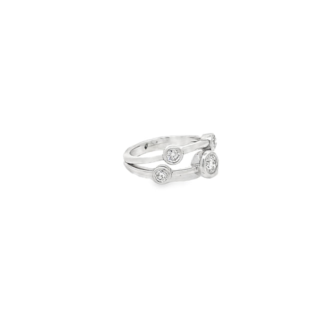 0.64ct Natural Round Brilliant Cut Diamond Bubble Ring Set In 18ct White Gold