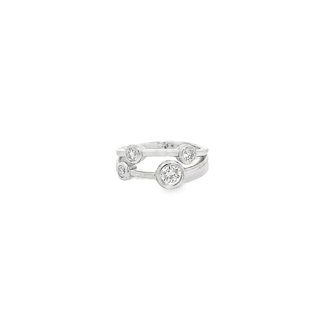 0.64ct Natural Round Brilliant Cut Diamond Bubble Ring Set In 18ct White Gold