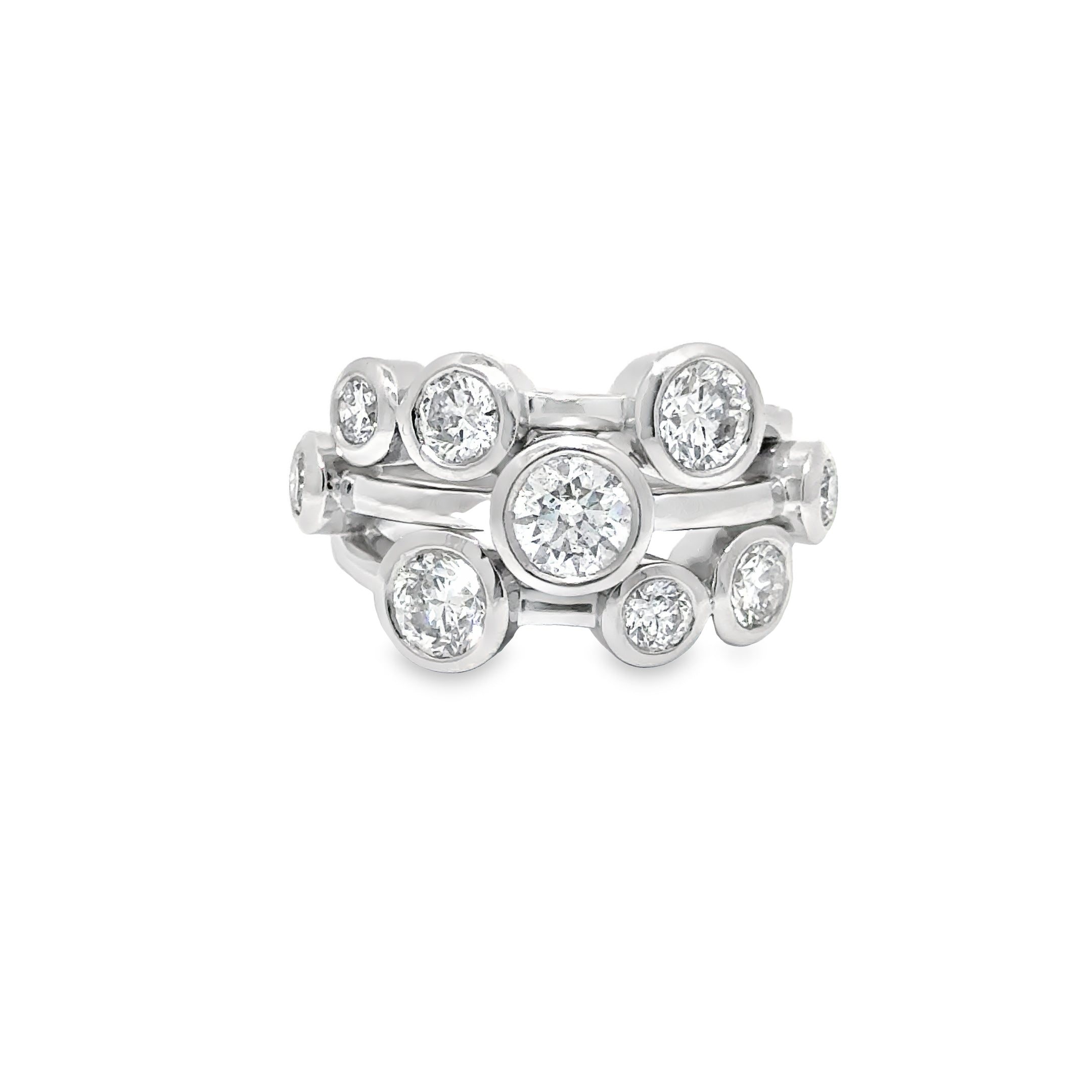 2.65ct Natural Round Brilliant Cut Diamond Bubble Ring Set In Platinum