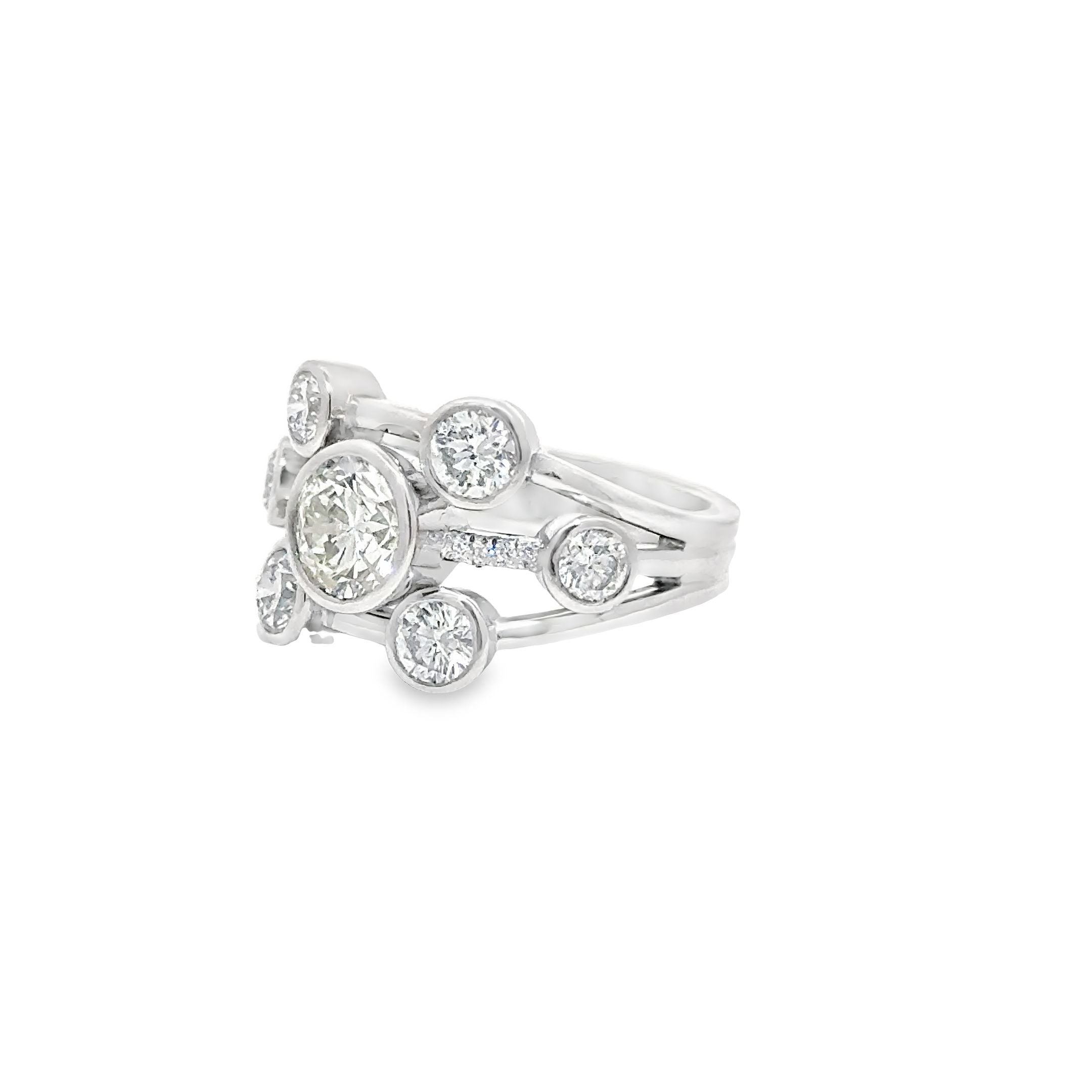 2.12ct Natural Round Brilliant Cut Diamond Bubble Ring Set In Platinum