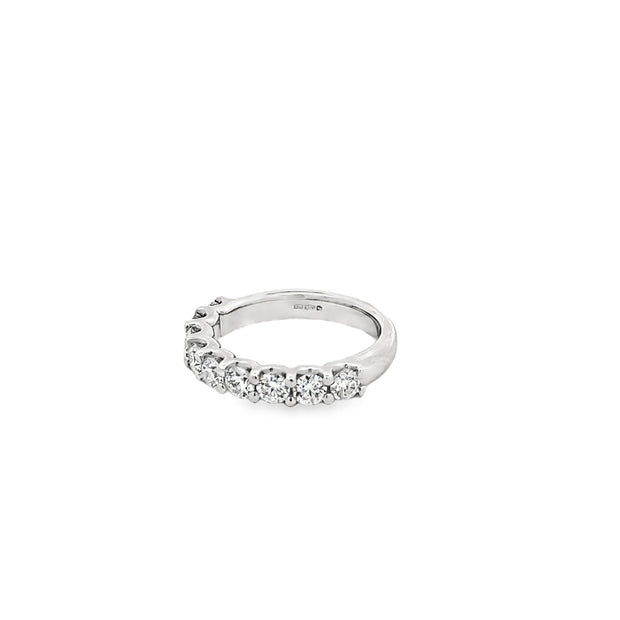 0.98ct Natural Diamond Half Eternity Ring Claw Set in Platinum