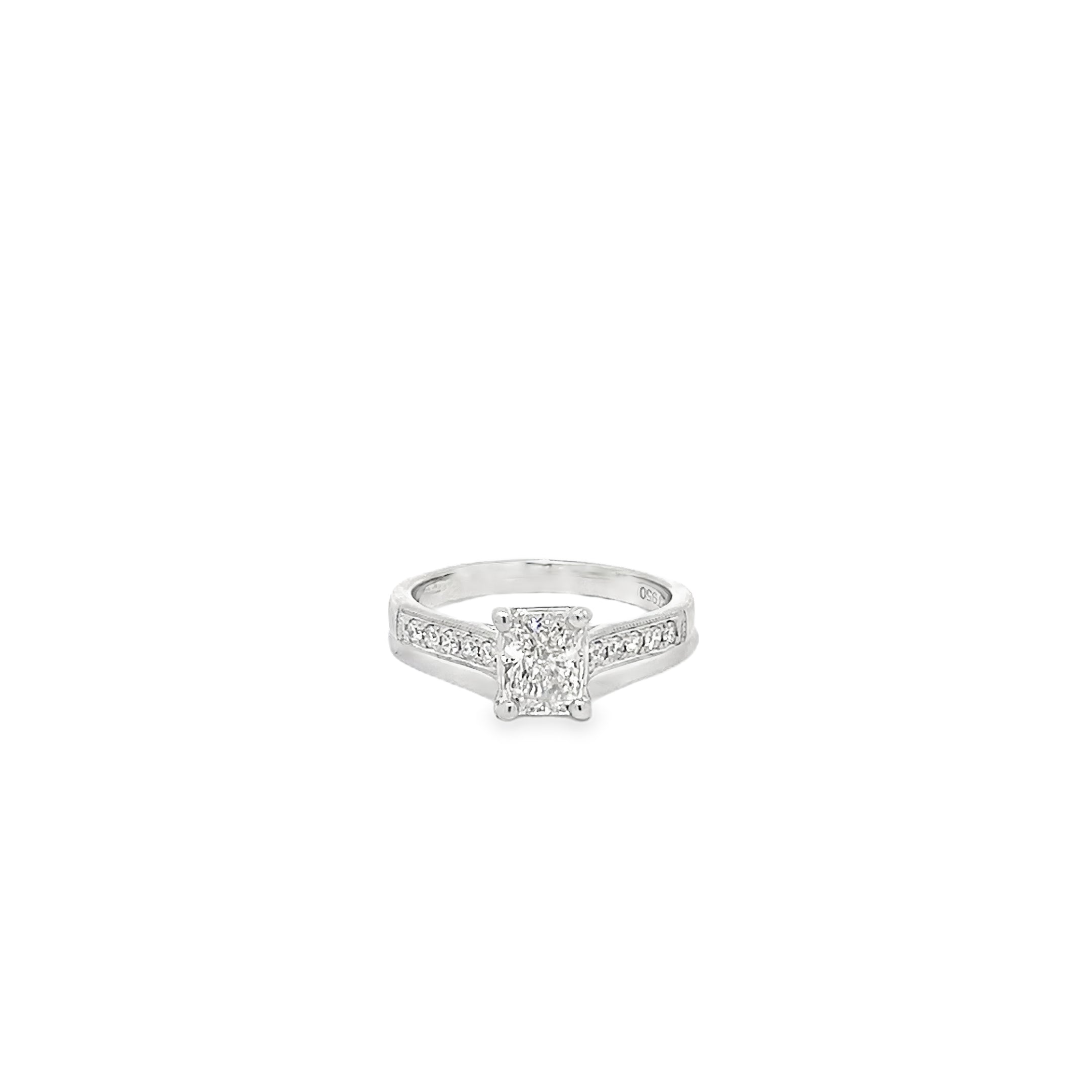 1.00ct Lab Grown Radiant Cut Diamond Engagement Ring Set In Platinum
