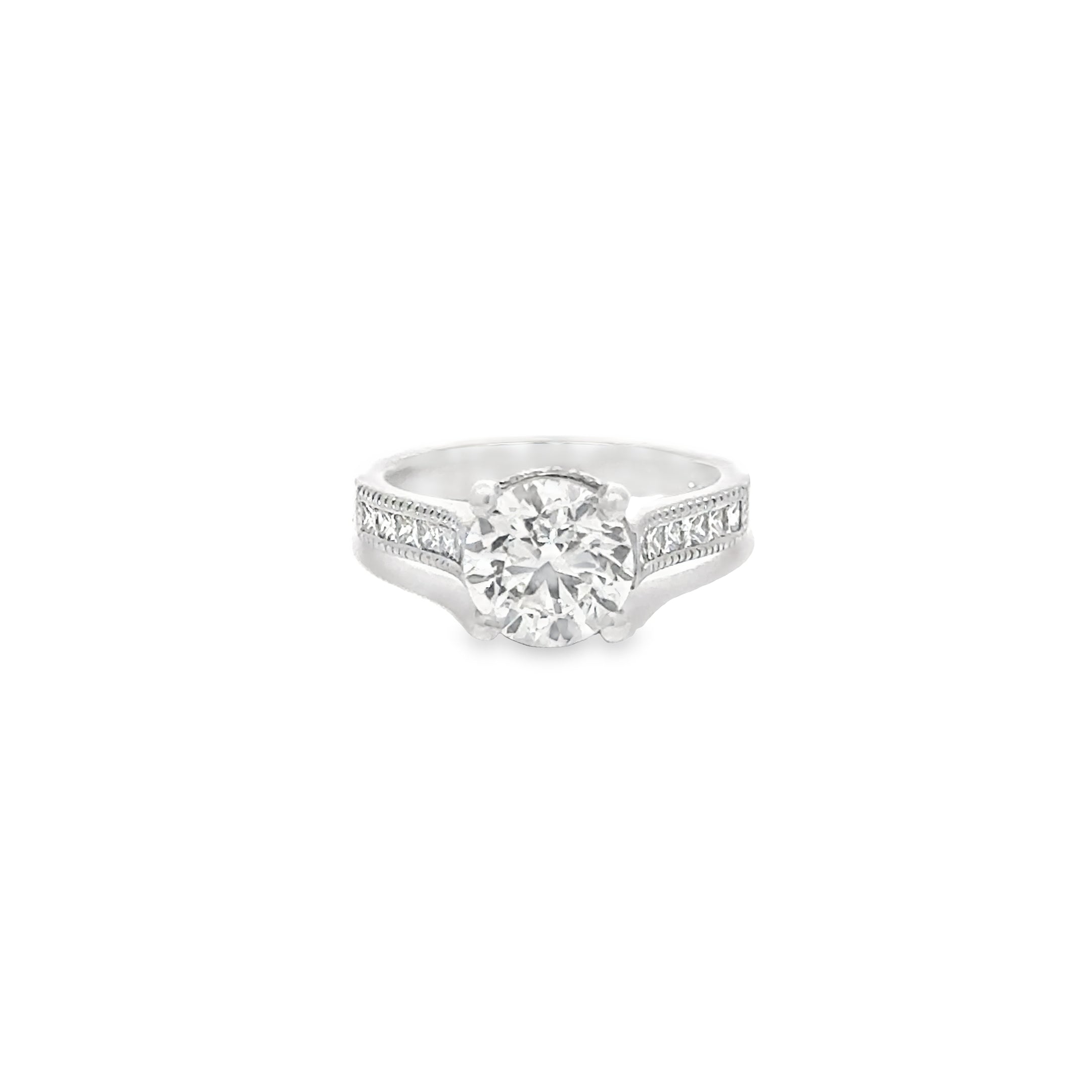 2.00ct Natural Diamond Solitaire Ring Pave Set Shoulders