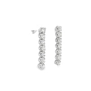 2.03ct Natural Round Brilliant Cut Diamond Drop Earrings Set In 18ct White Gold