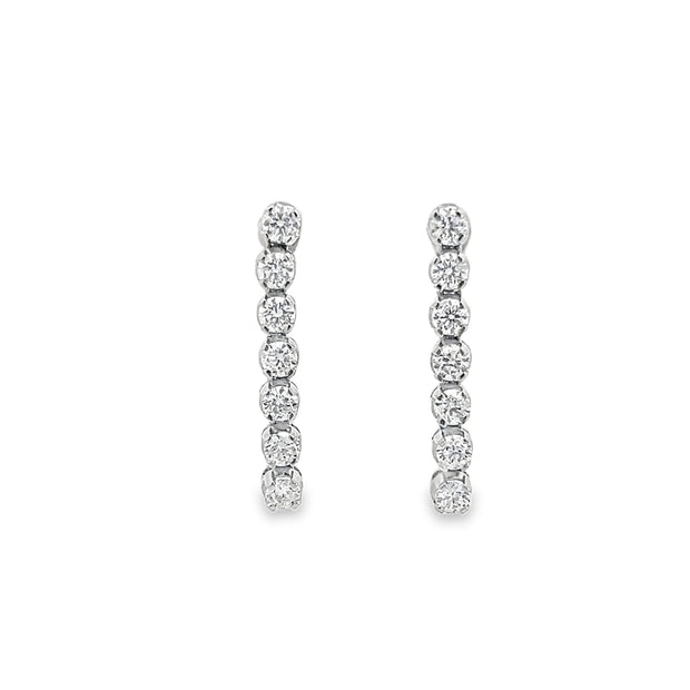 2.03ct Natural Round Brilliant Cut Diamond Drop Earrings Set In 18ct White Gold