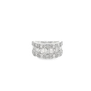 3.00ct Natural Baguette Cut Diamond Cluster Ring Set In 9ct White Gold