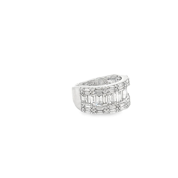 3.00ct Natural Baguette Cut Diamond Cluster Ring Set In 9ct White Gold