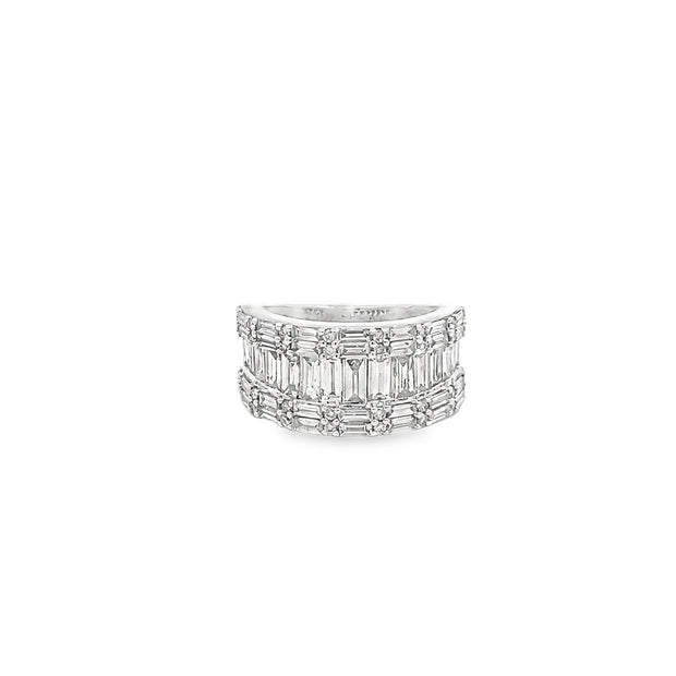 3.00ct Natural Baguette Cut Diamond Cluster Ring Set In 9ct White Gold