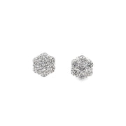 3.00ct Natural Round Brilliant Cut Diamond Diasy Cluster Studs Set In 9ct White Gold