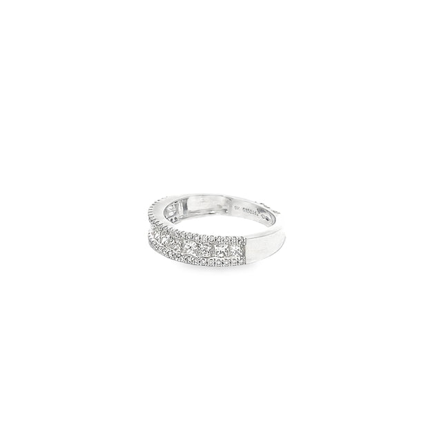 1.16ct Natural Princess And Round Cut Diamond Ring Set In 9ct White Gold