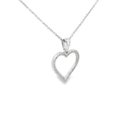 0.09ct Natural Round Brilliant Cut Diamond Heart Pendant Set In 18ct White Gold