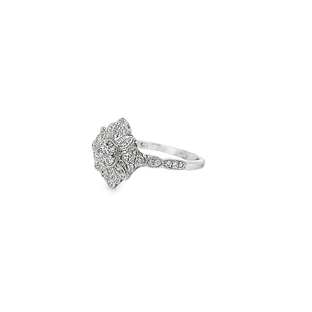 0.77ct Lab Grown Diamond Flower Cluster Ring Set In 9ct White Gold