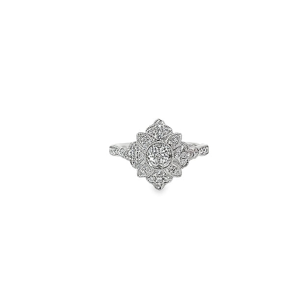 0.77ct Lab Grown Diamond Flower Cluster Ring Set In 9ct White Gold