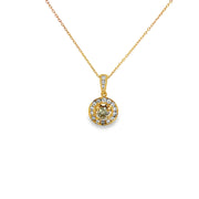 0.82ct Natural Round Brilliant Cut Diamond Necklace Set In 18ct Yellow Gold