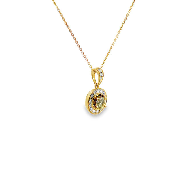 0.82ct Natural Round Brilliant Cut Diamond Necklace Set In 18ct Yellow Gold