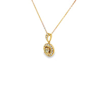 0.82ct Natural Round Brilliant Cut Diamond Necklace Set In 18ct Yellow Gold