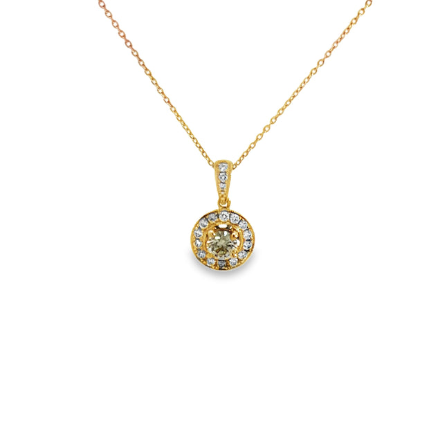 0.82ct Natural Round Brilliant Cut Diamond Necklace Set In 18ct Yellow Gold