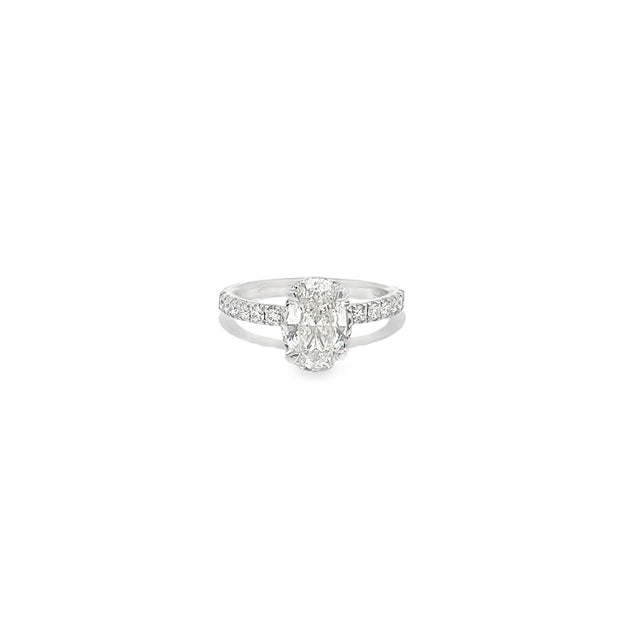 1.53ct Natural Oval Cut Diamond Engagement Ring Set In Platinum