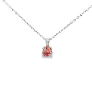 0.75ct Natural Round Brilliant Pink Diamond Necklace Set In 18ct White Gold