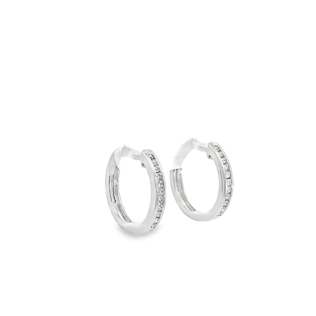 0.54ct Natural Round Brilliant Cut Diamond Hoop Earrings Set In 9ct White Gold