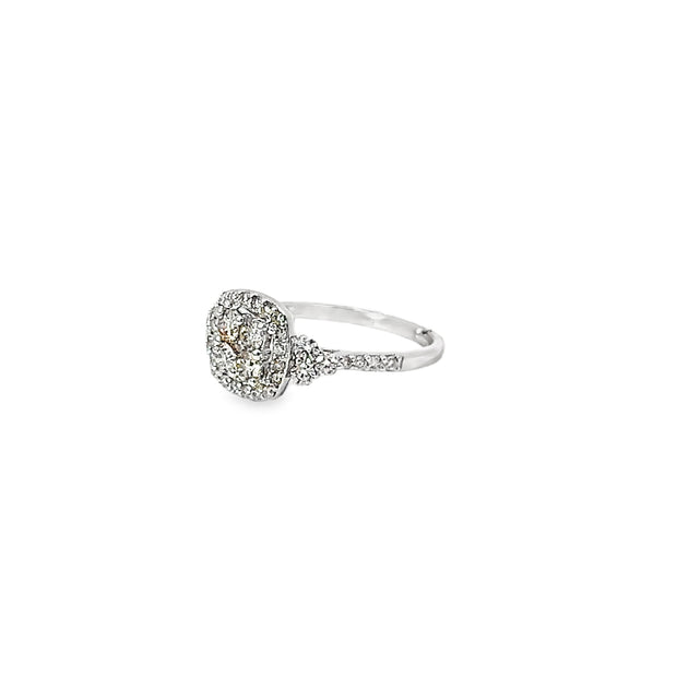 0.87ct Natural Diamond Cluster Ring Set In 18ct White Gold