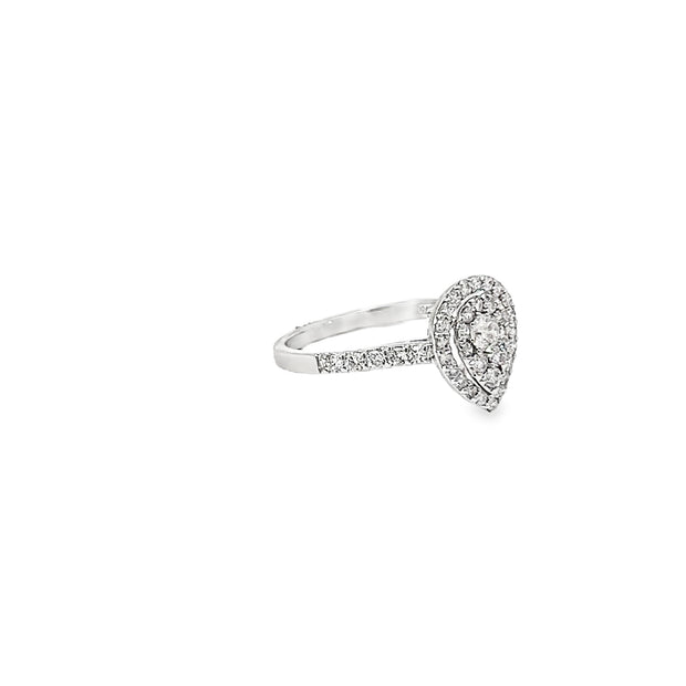 0.59ct Natural Diamond Pear Shaped Cluster Ring Set in 18ct White Gold