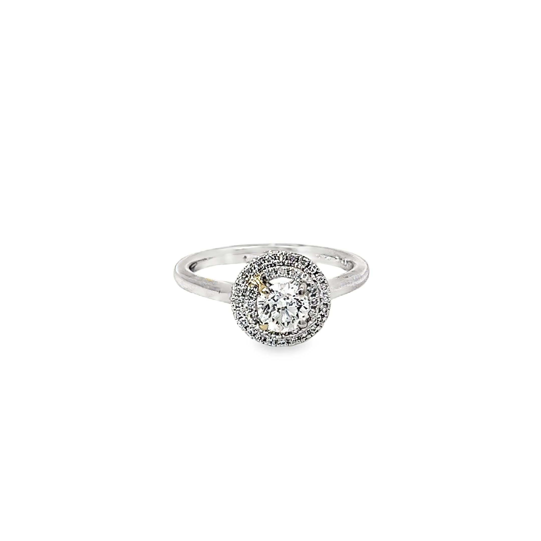 0.50ct Natural Round Brilliant Cut Diamond Engagement Ring Set In 18ct White Gold