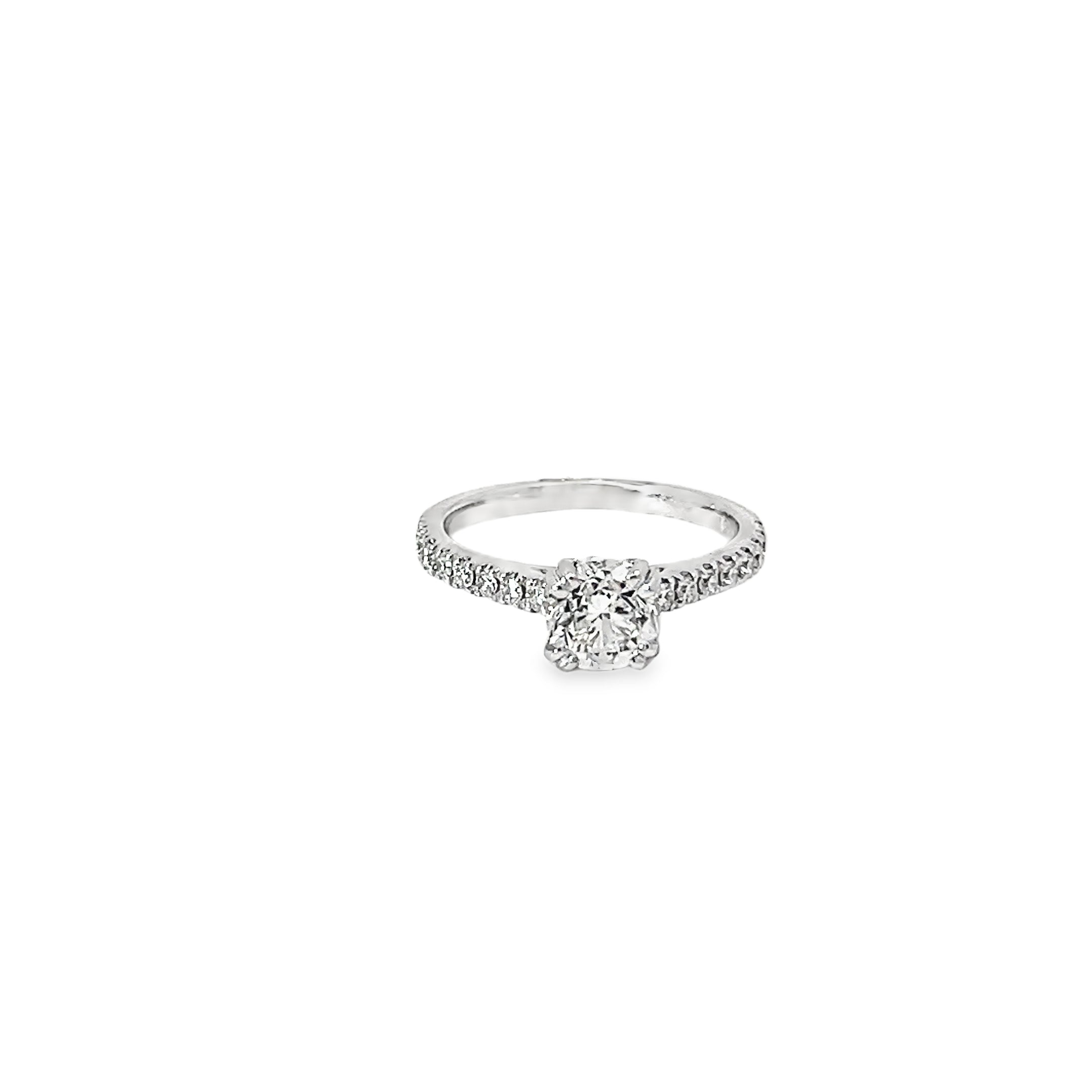 1.00ct Natural Round Brilliant Cut Diamond Engagement Ring Set In 18ct White Gold