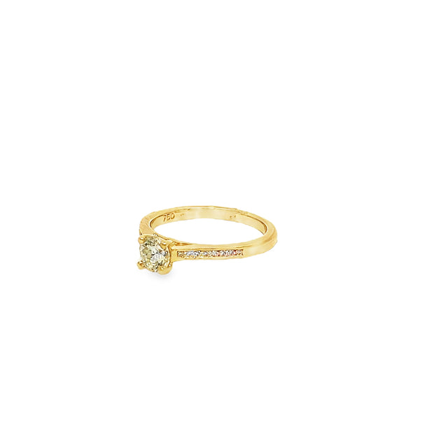 0.50ct Natural Round Brilliant Cut Diamond Engagement Ring Set In 18ct Yellow Gold