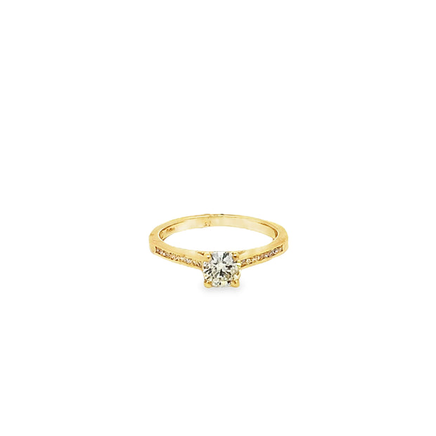 0.50ct Natural Round Brilliant Cut Diamond Engagement Ring Set In 18ct Yellow Gold