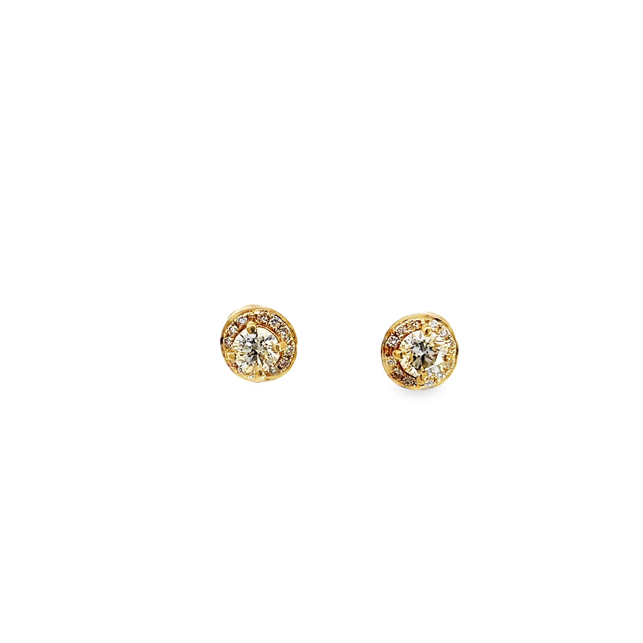 1.15ct Natural Round Brilliant Diamond Stud Earrings Set In 18ct White Gold