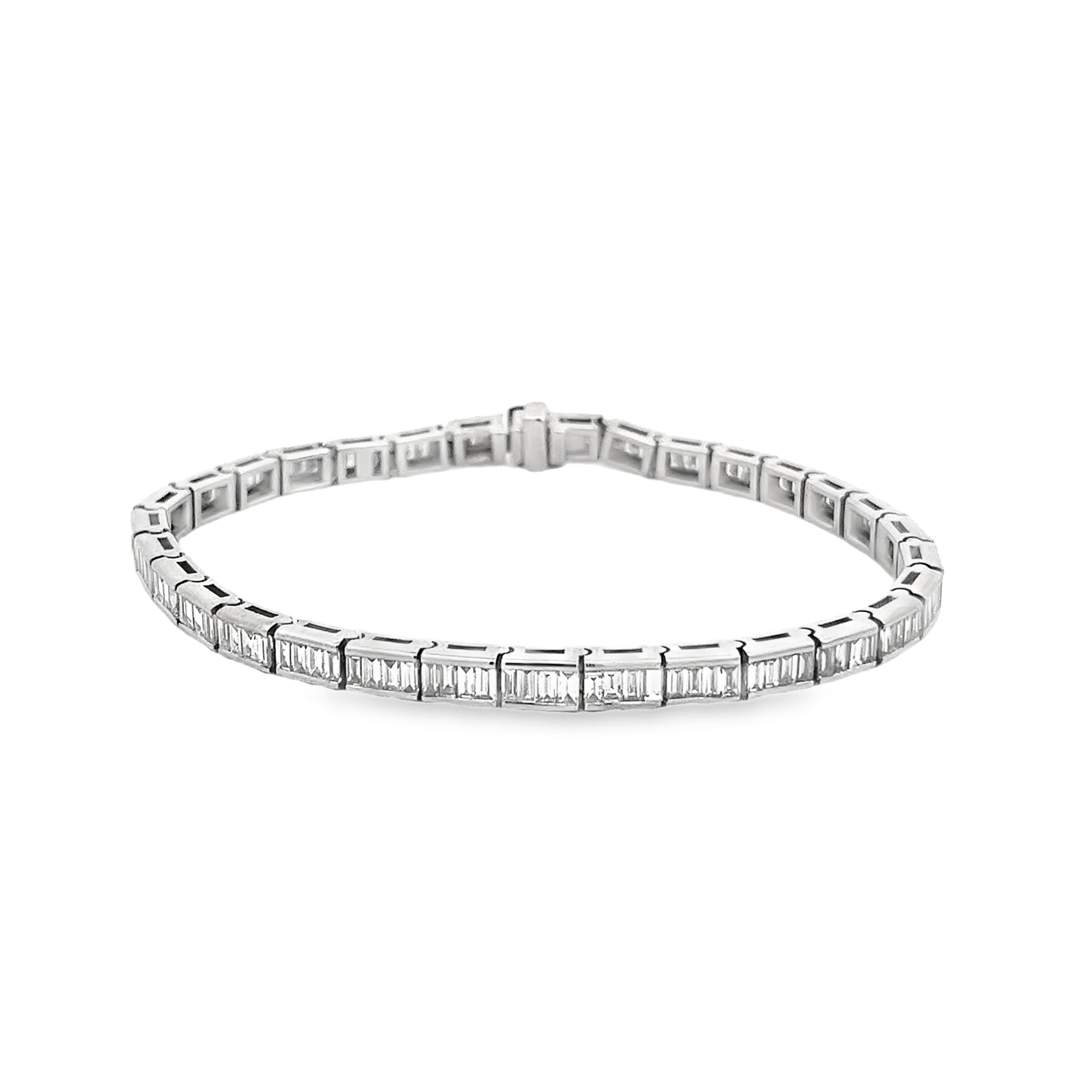 6.00ct Natural baguette Diamond Tennis Bracelet Channel Set In 14ct White Gold