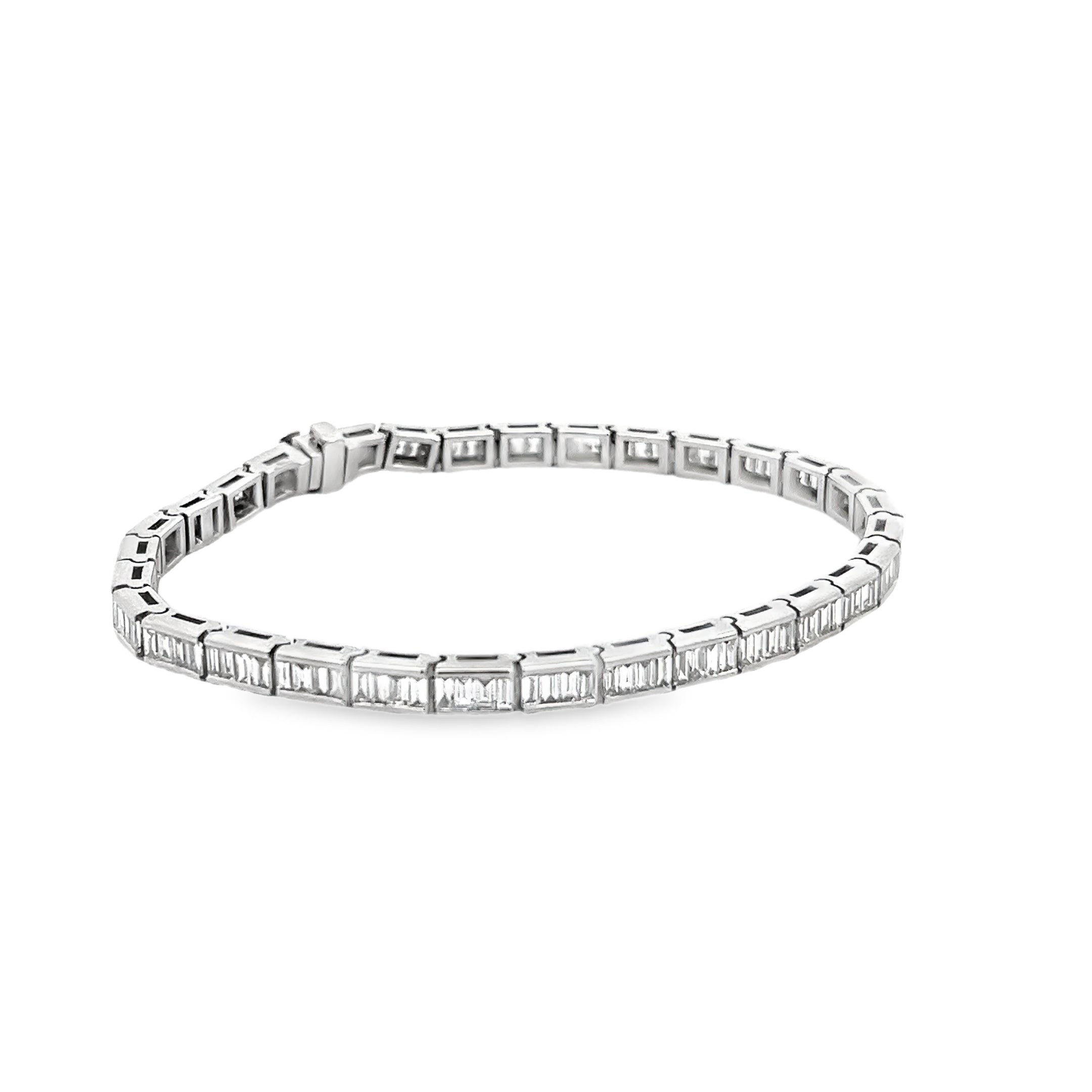 6.00ct Natural baguette Diamond Tennis Bracelet Channel Set In 14ct White Gold
