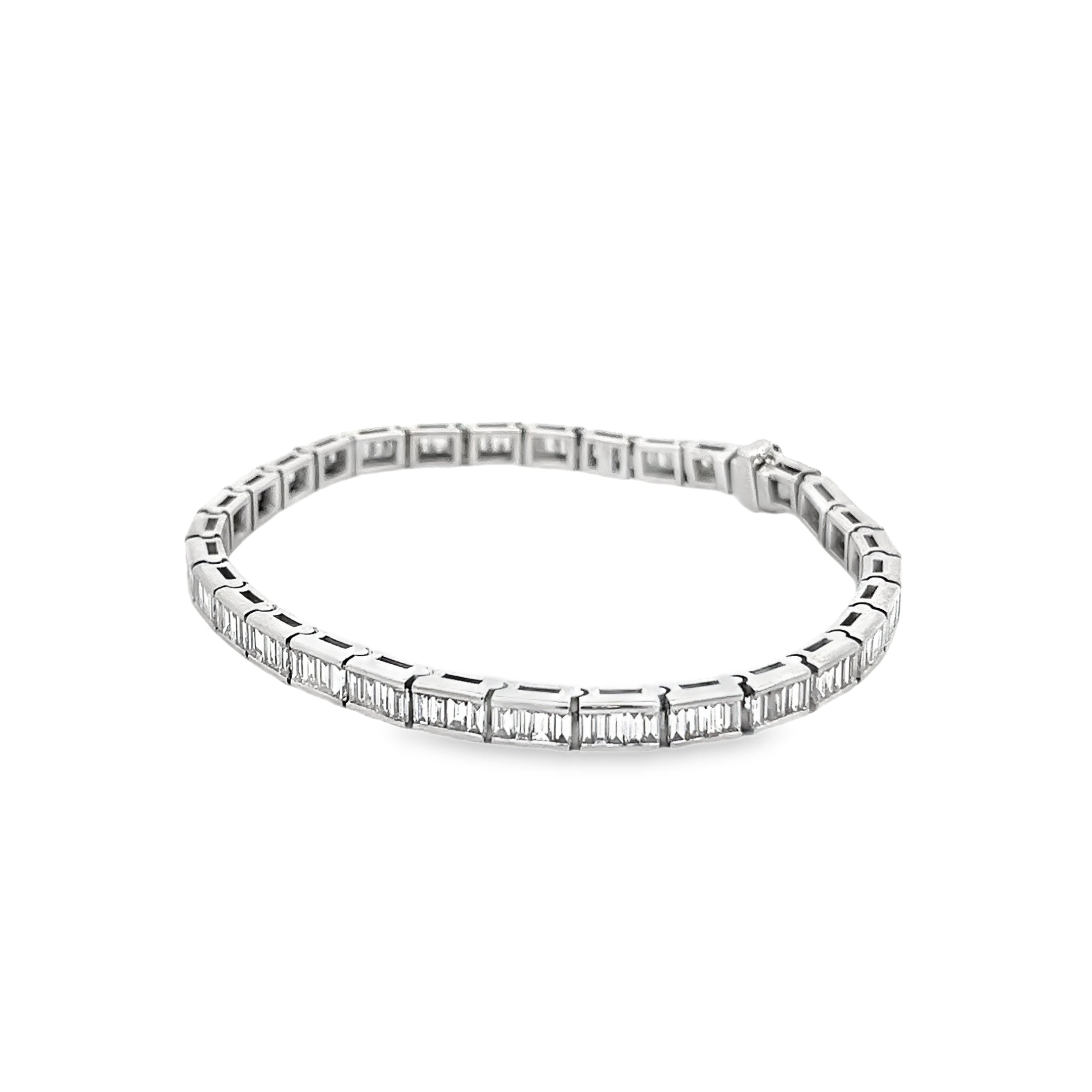 6.00ct Natural baguette Diamond Tennis Bracelet Channel Set In 14ct White Gold