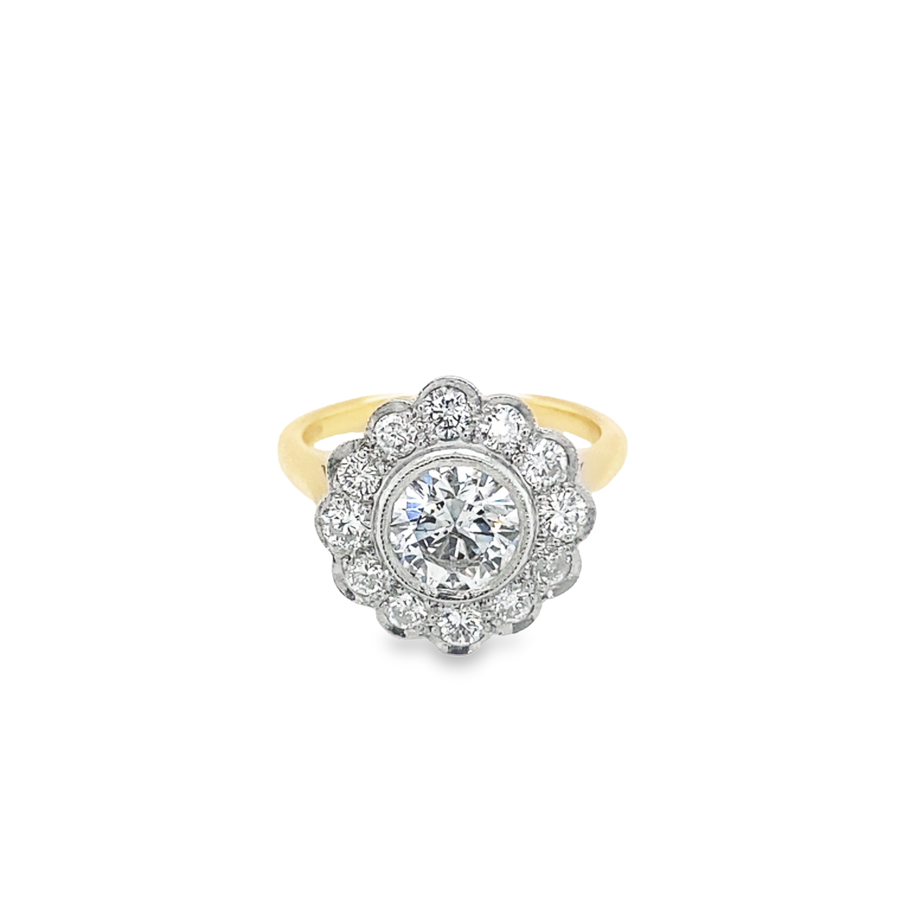 1.25ct Centre Lab Grown Round Brilliant Cut Diamond Engagement Ring Set In 18ct Yellow Gold