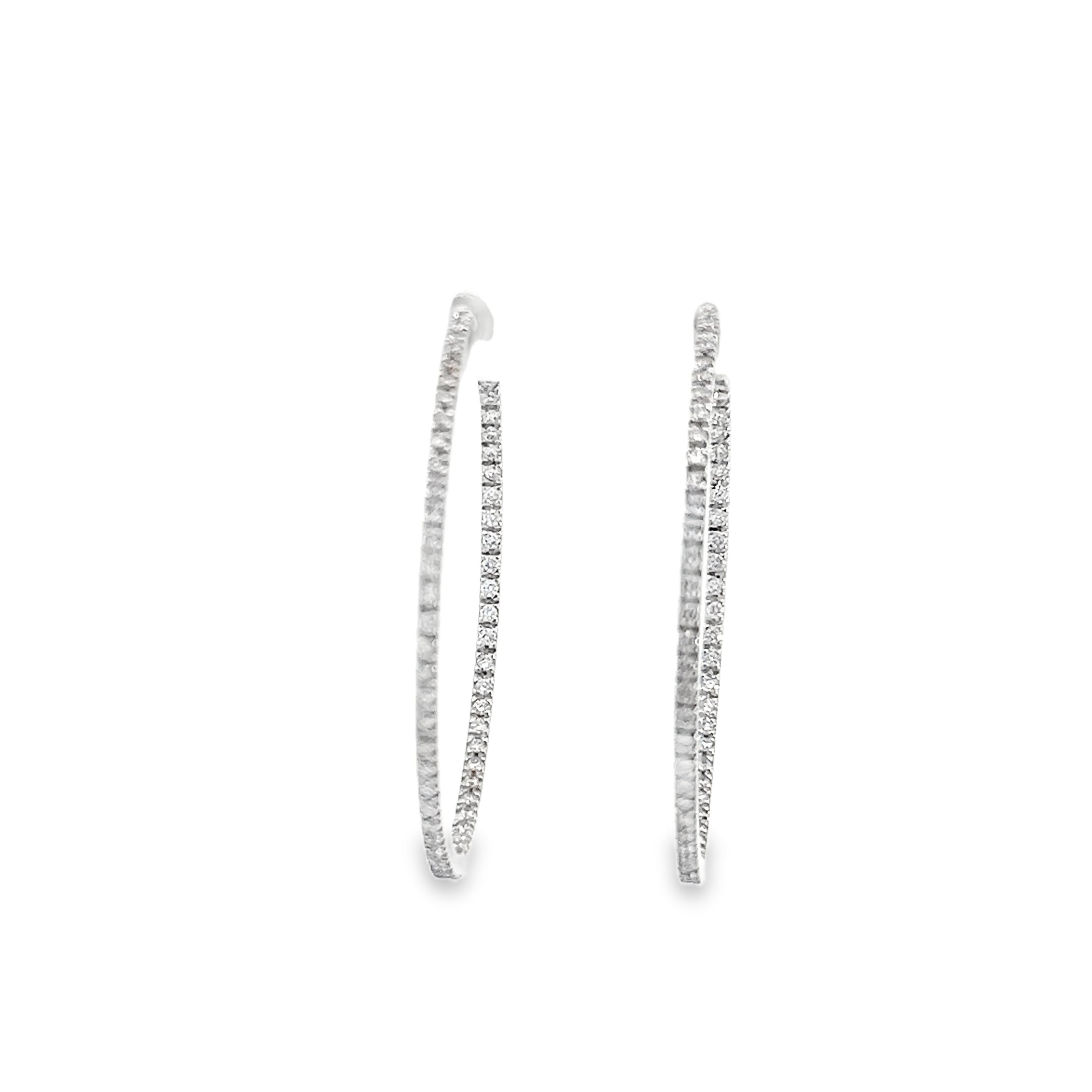 1.74ct Natural Round Brilliant Cut Diamond Hoop Earrings Set In 18ct White Gold